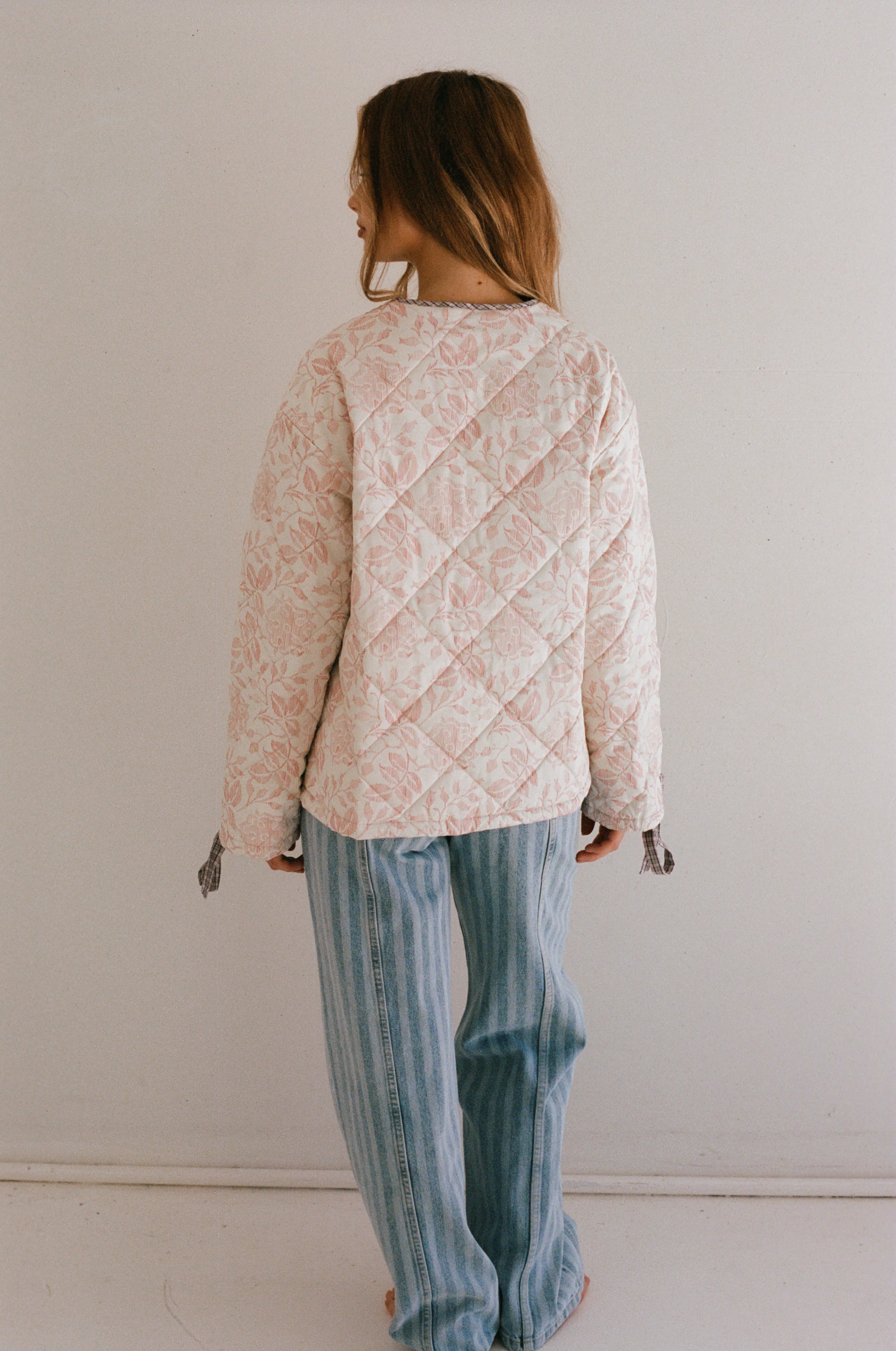 Chloe Quilted Jacket - Rosebud/Check - Image 3