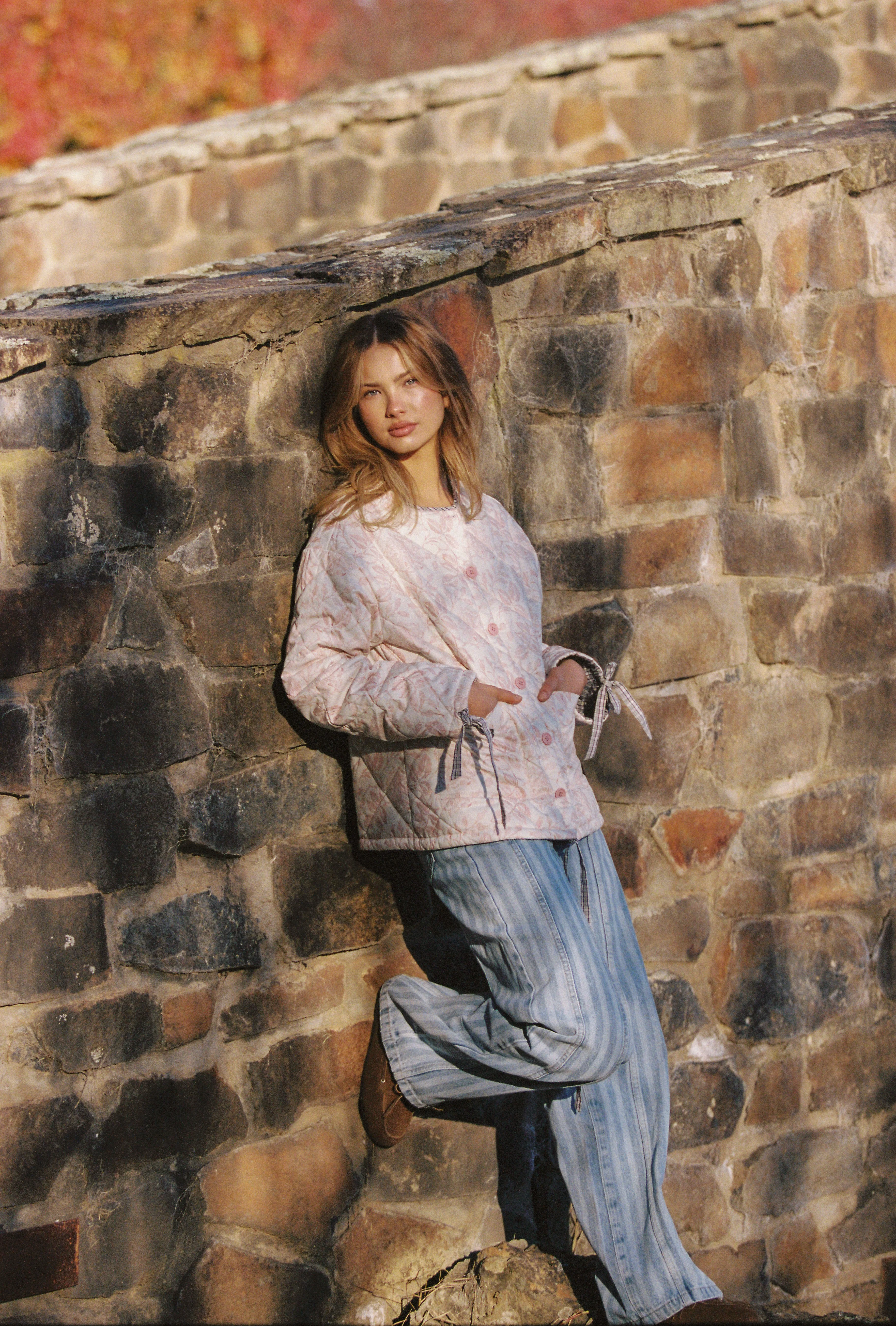 Chloe Quilted Jacket - Rosebud/Check - Image 8