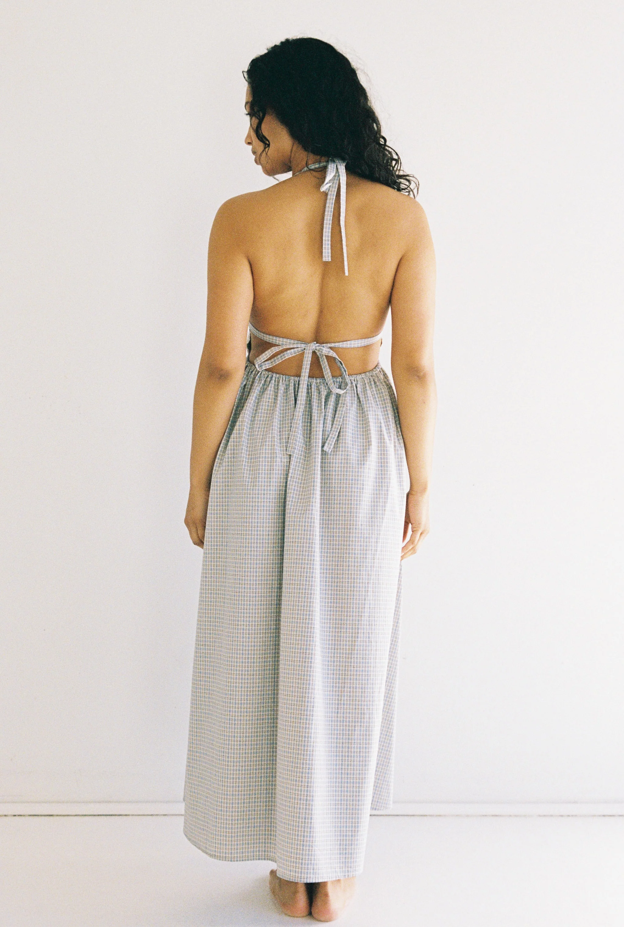 Lily Midi Dress - Blue Check - Image 4