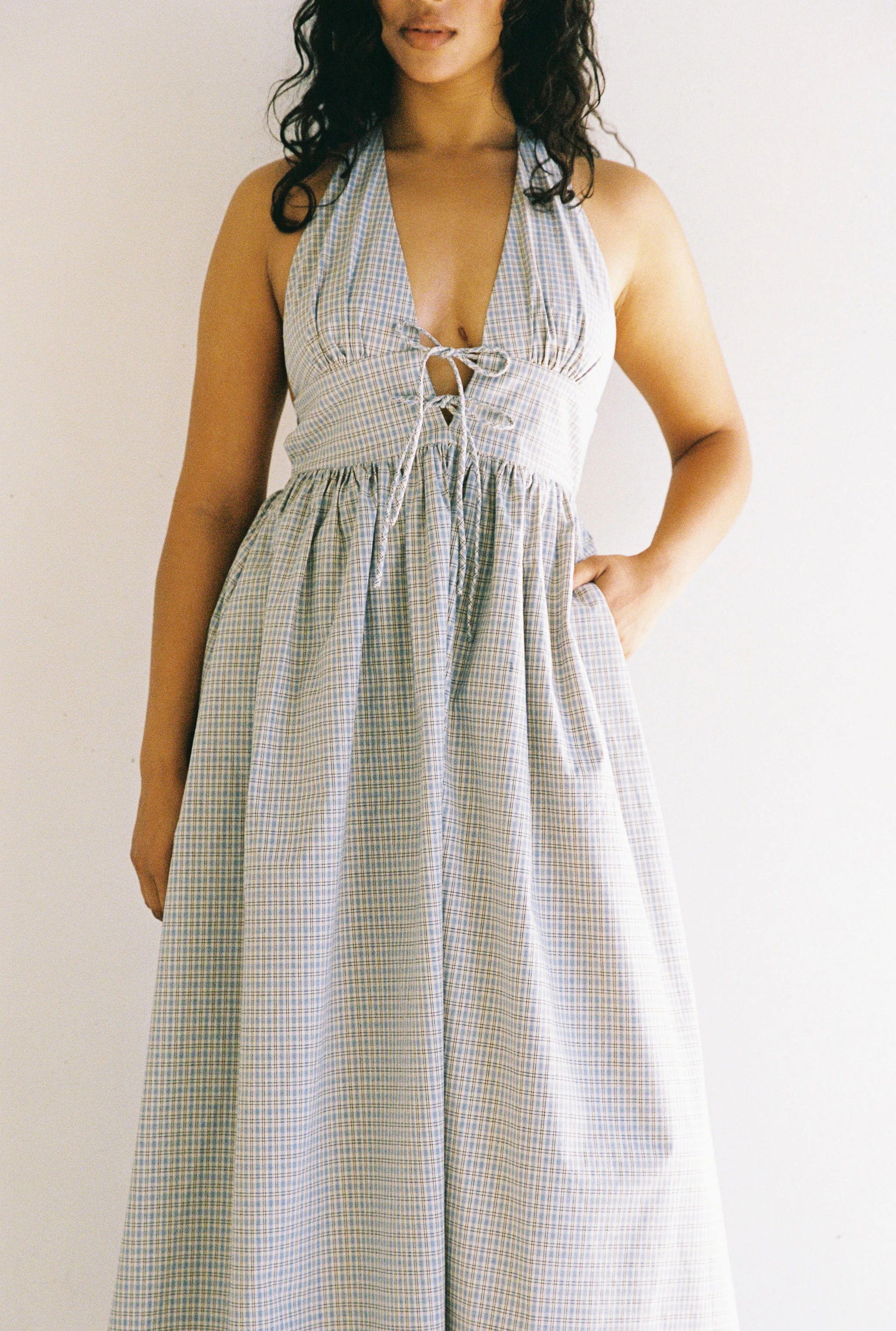 Lily Midi Dress - Blue Check - Image 5