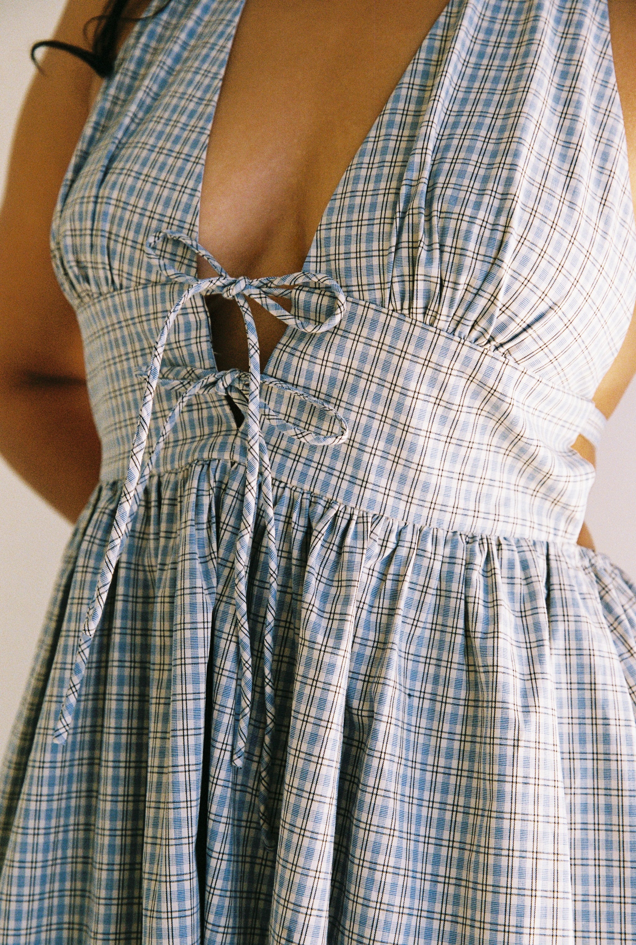 Lily Midi Dress - Blue Check - Image 6