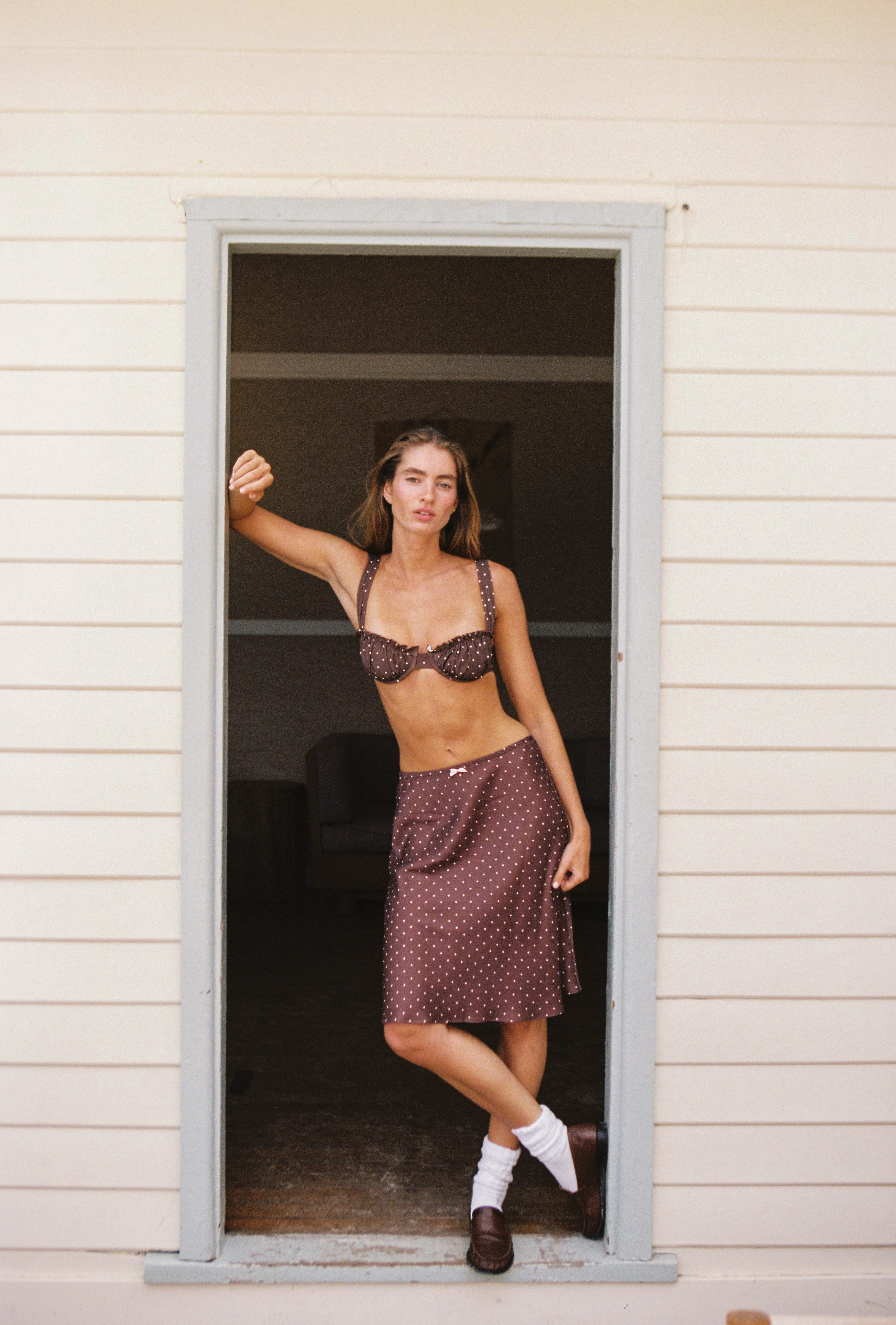 Mabel Bias Skirt - Cocoa Polka - Image 5